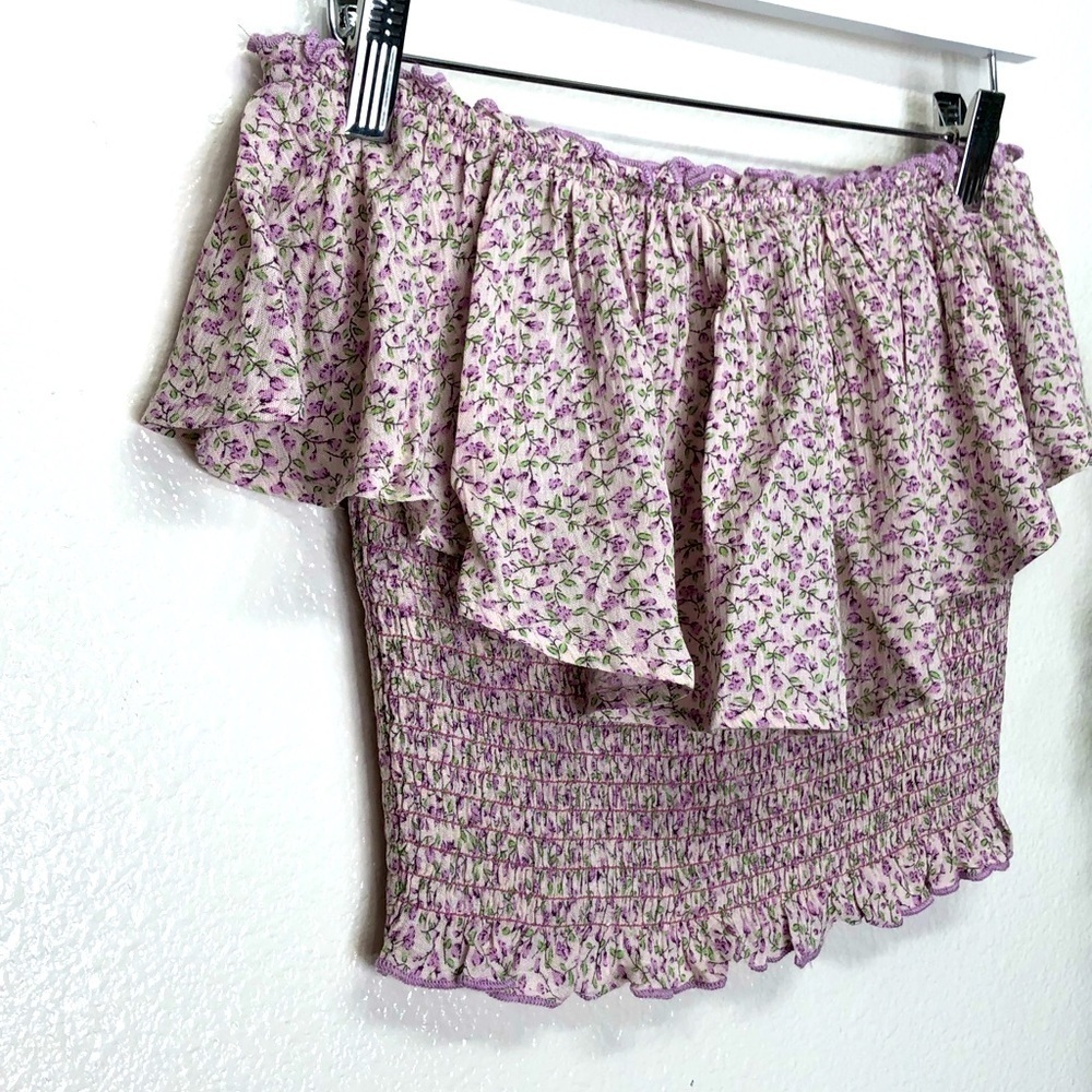 NWT Hem & Thread Ruffle Smocked Floral Tube Top - Picture 2 of 5